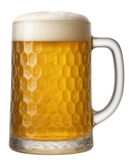 Glass beer mug with a hammered finish
