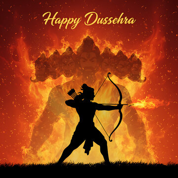 Happy Dussehra and Subh Vijayadashami with ravan dahan 