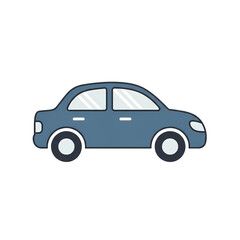 Sleek blue sedan driving on road for modern transportation and travel concepts