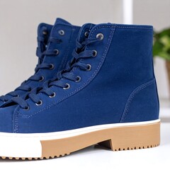 Navy blue high-top sneakers