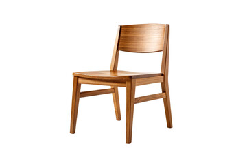 Fototapeta premium Modern minimalist wooden dining chair with clean lines and natural light wood grain finish, isolated on a transparent background