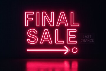 FINAL SALE and LAST CHANCE neon sign with vibrant pink glow, urgent retail sale promotion for last-minute shoppers.