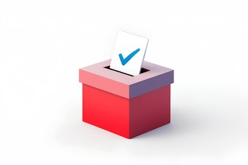 Voting Box with a Blue Check Mark on a White Background, Concept of Choice and Democracy