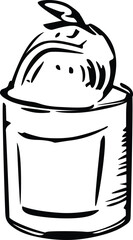 Hand Drawn Style Tin Can with Trash Bag