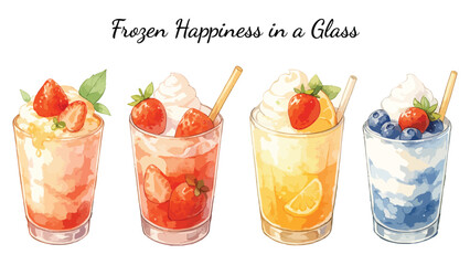 Fruit Smoothie Vector Illustration Set