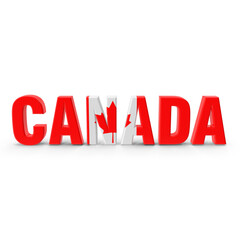 Simple bold Canada text in 3D red block design, isolated on transparent background , 3d, png