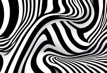 Abstract black and white wavy stripes, optical illusion vector illustration,  modern,  geometric