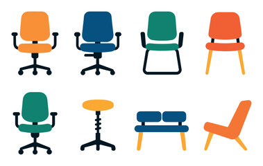 Colorful Office Chair Icons
