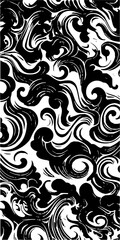 Dynamic black and white swirl pattern creates bold, modern energy with a unique, abstract feel
