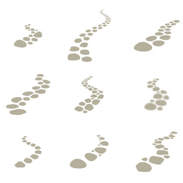 Stepping stones path collection, vector graphics for design, adventure, journey forward