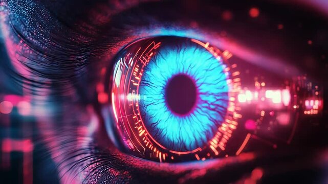 Futuristic bionic eye scanning data in virtual reality