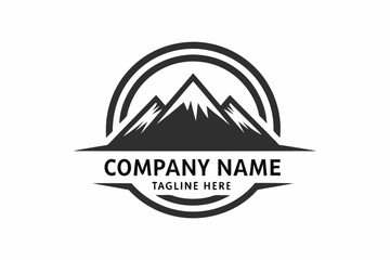 Black Mountain Peak Circle Icon On White Background