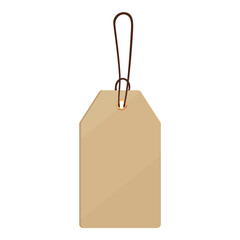Blank brown tag. Sale shopping label with rope. Gift box tag