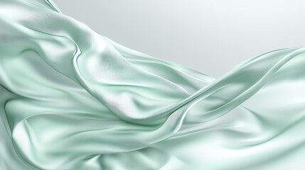 Obraz premium Smooth, flowing fabric in elegant mint green creates a gentle background. Fine textures and soft lighting enhance delicate curves.
