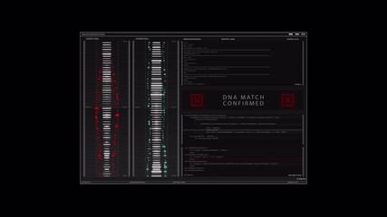 Futuristic DNA Recognition System Processing Encrypted Signal with Visual Data Analysis - Powered by Adobe