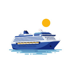 Obraz premium Majestic Cruise Ship Sailing Under Sunny Sky.