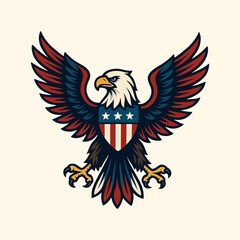 Bald Eagle with USA Shield Emblem – Patriotic American Symbol of Strength, Freedom, and Power