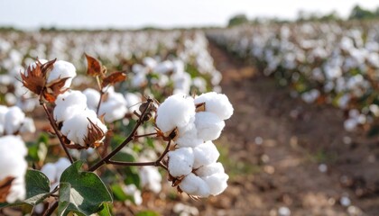 plantation rows of cotton plants