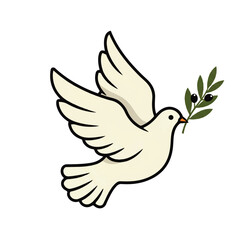 White Dove Carrying Olive Branch Symbol of Peace.