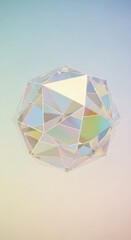 Iridescent Icosahedron Geometry Against Soft Gradient Sky Backdrop