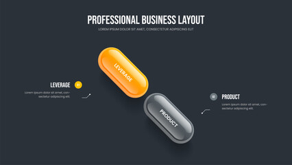 Financial Insight Presentation Layout Vector Illustration. Enterprise Overview Two Step Infographic Slide Template. Visual Plan 2 Option Diagram Slideshow Design.