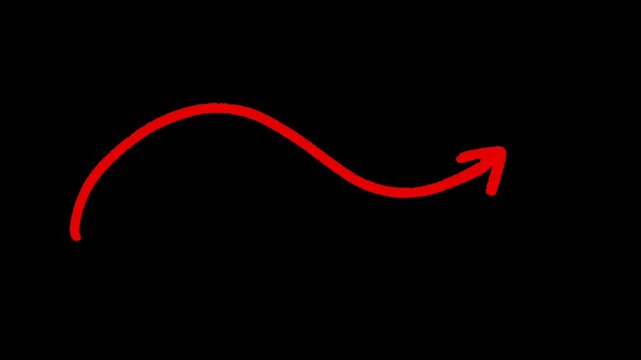 hand drawn red arrow on black background	