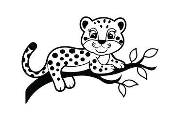 Leopard with White Background Animal Portrait Design