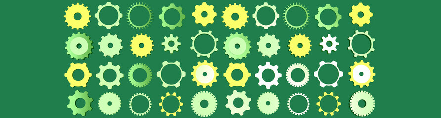 pattern of gears on green background