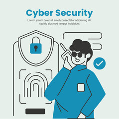 vector illustration of a cyber security 