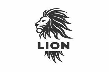 Lion Head Illustration, Mane Detail Isolated on White Background Design