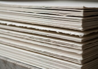 A Closeup View of a Stack of Old Textured Paper Sheets with Rough Edges