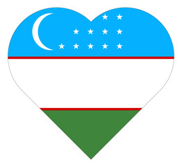 Love Heart Uzbekistan Flag Asian Country