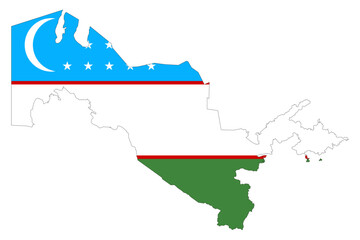 Maps of Uzbekistan with Uzbekistan Flag Asian Country