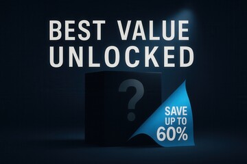 Best Value UNLOCKED with SAVE UP TO 60% discount offer, sleek and modern style, enticing retail promotion deal.