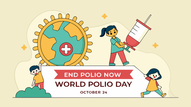 World polio day children celebrate eradicating polio with vaccination