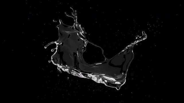 Slow motion Close-up of water splashing on a black background. 3d animation.