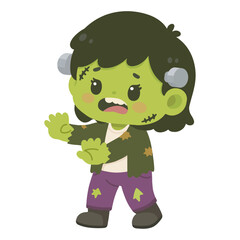 Cute Cartoon Girl Zombie Illustration