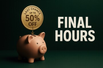 LAST CHANCE up to 50% OFF discount offer banner, modern style, compelling retail promotion for final hours.