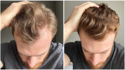 Before and After Hair Transplant Results on Male Patient.