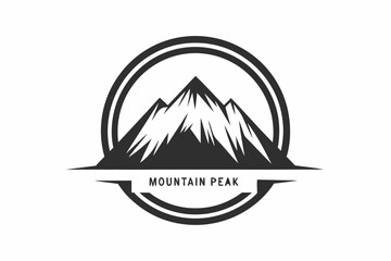 Obraz premium Mountain Peaks in Circle with Place for Company Name
