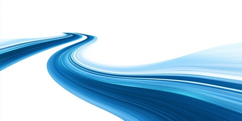 Blue glowing curved motion streak with light trail isolated on transparent PNG background, dynamic laser beam effect with bright tail, futuristic abstract energy line for digital design