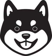 Cheerful Canine Silhouette: A black silhouette of a happy, smiling dog face, capturing its adorable expression, perfect for adding a touch of playful charm.