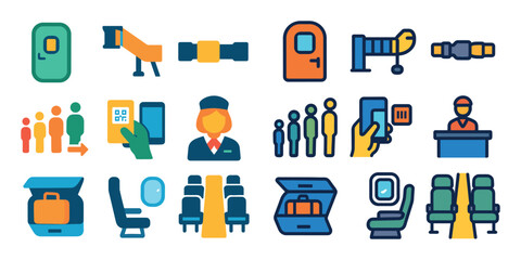 Colorful Airport Icons Grid