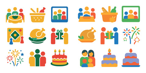 Colorful Family Icon Set