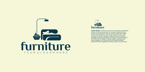 Furniture logo design featuring a bed, lamp