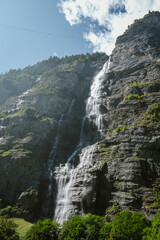 Waterfall in Lauterbrunnen Valley, Swiss Alps