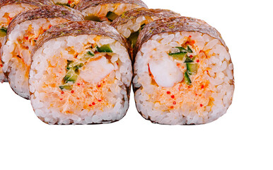 Fresh sushi roll isolated on white background