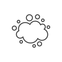 A gray outline illustration depicts a stylized cloud shape surrounded by smaller circles. Editable stroke. Icon vector illustration
