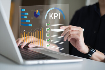 Professional entrepreneur businessman focus on KPI dashboard data analysis developing marketing strategy business management success goal financial monitoring corporate solution predict result trend