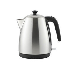 Fototapeta premium Modern stainless steel electric kettle with minimal design, isolated on white or transparent background, clean product photo for poster, catalog, or advertising use 